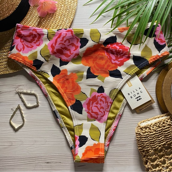 Billabong π Tanlines Garden Floral High Maui Cheeky Bikini Bottom - Picture 3 of 10